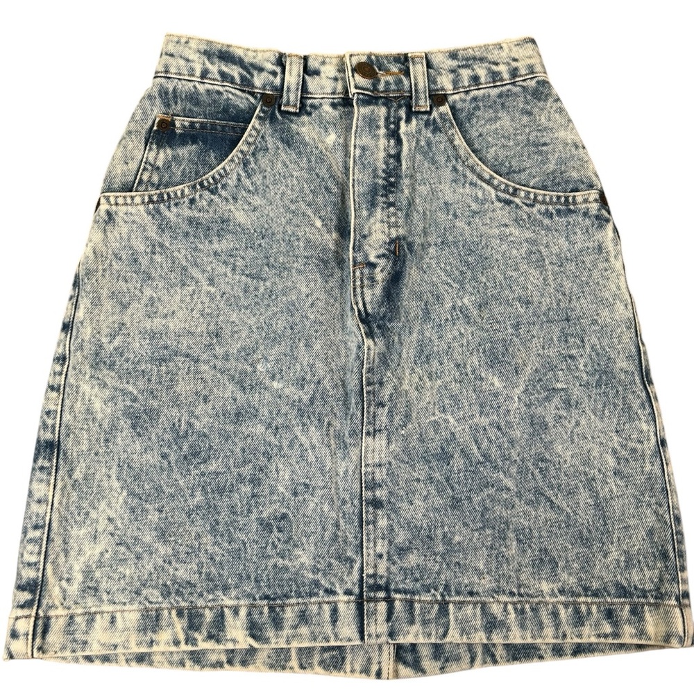 VTG 80s/90s GAP Acid Wash Denim‎ Jean Skirt Sz 6 (Fits 2/4) Talon Zip USA Made